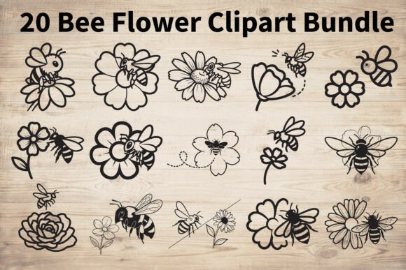 20 Bee Flower Clipart Bundle: Graphics & Crafts Review
