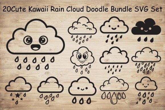 Adorable Rainy Cloud Silhouette Graphics for Crafts