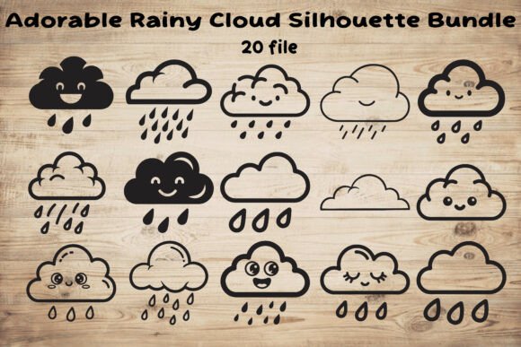 Adorable Rainy Cloud Silhouette SVG for Crafts Graphics