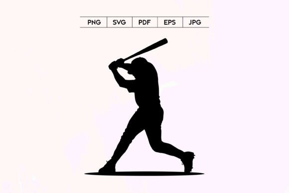 Baseball Batter Swing Silhouette Graphics & Illustrations