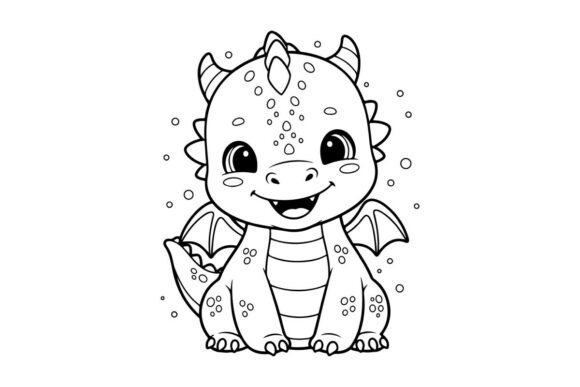 Cute Baby Dragon Smiling Vector: Graphics & Illustrations