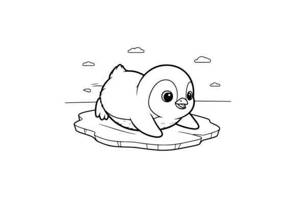 Cute Baby Penguin Swimming Water Vector: Illustrations & Graphics