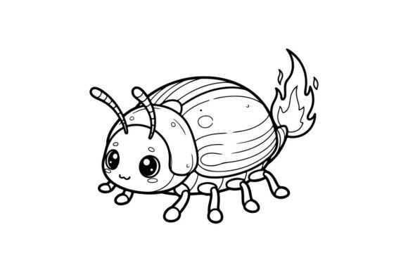 Cute Cartoon Bug with Flame Tail Vector