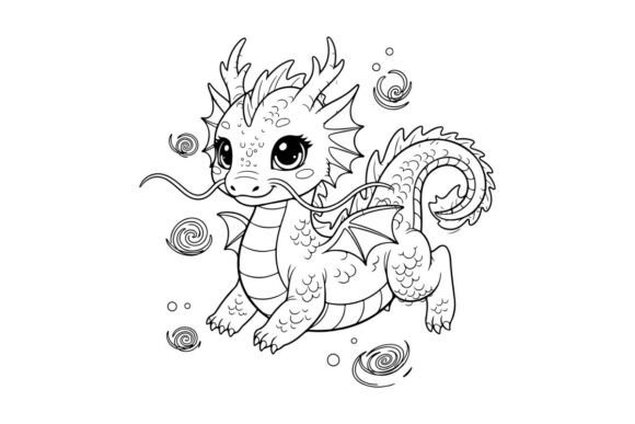 Cute Cartoon Dragon Playing Vector: Graphics & Illustrations