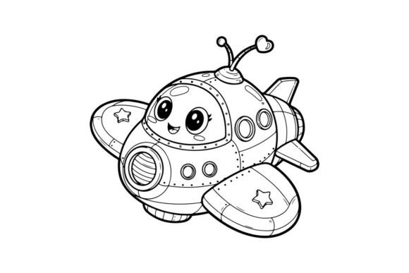 Cute Cartoon Spaceship Flying Happy Vect Illustration Review
