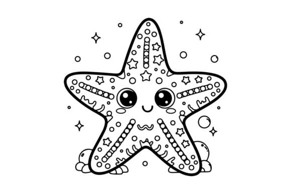 Cute Cartoon Starfish with Stars Vector: Graphics & Illustrations for Editorial Calm