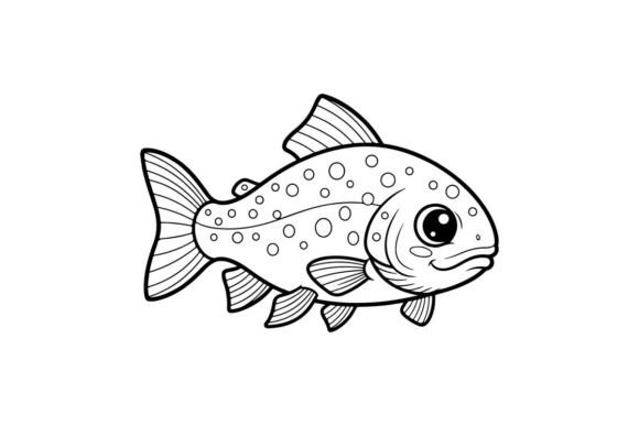 Cute Cartoon Trout Fish Swimming Vector