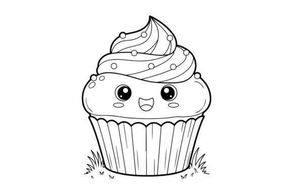 Cute Cupcake Character Smiling Vector Illustration & Graphic