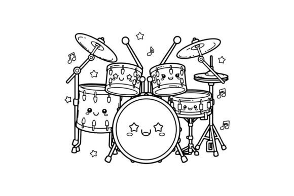 Cute Drum Set Music Notes Graphics & Illustrations Review