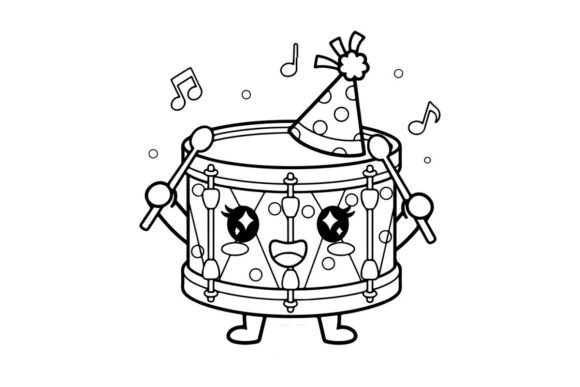 Cute Drum Set Playing Music Graphics & Illustrations Review