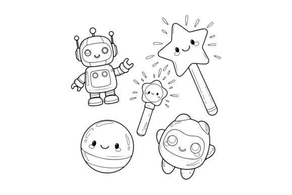 Cute Robot Characters Set: Vector Graphics & Illustrations