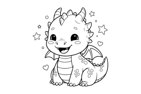 Cute Smiling Dragon Mascot with Hearts V