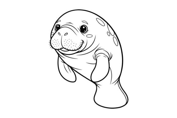Cute Smiling Manatee Cartoon Vector Illustrations & Graphics