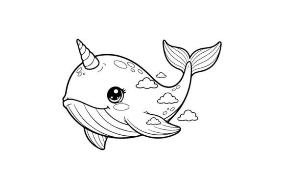 Cute Smiling Whale Vecto: Graphics & Illustrations