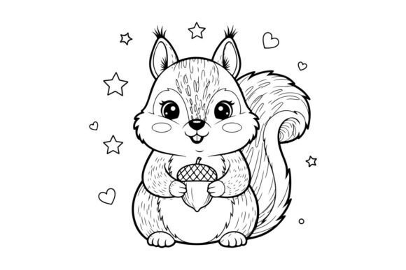 Cute Squirrel Holding Ice Cream Vector I: Graphics & Illustrations