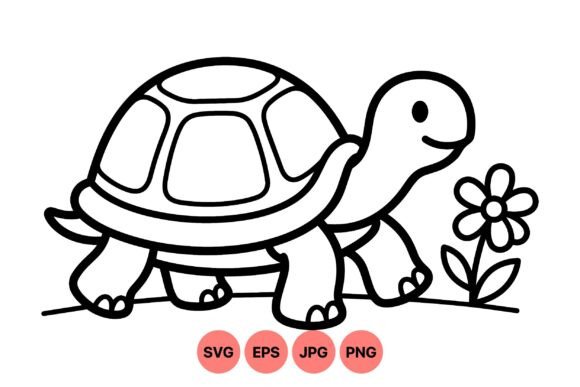 Cute Turtle Cartoon Clipart Graphics & Illustrations