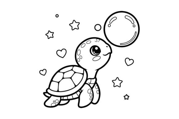 Cute Turtle Dreaming with Moon Stars Vec: Graphic & Illustration Review