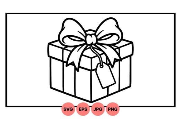 Gift Box Outline SVG: A Graphics & Illustrations Asset