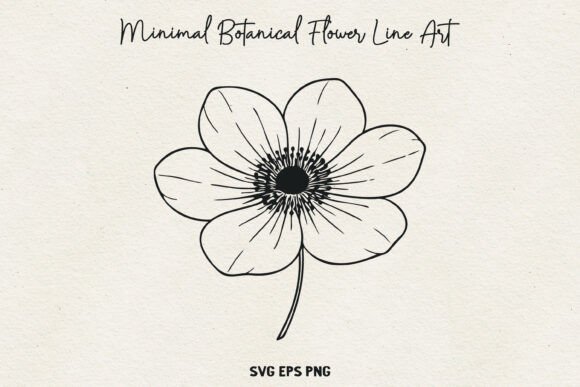 Minimal Botanical Flower SVG, Thin Line Graphics & Illustrations
