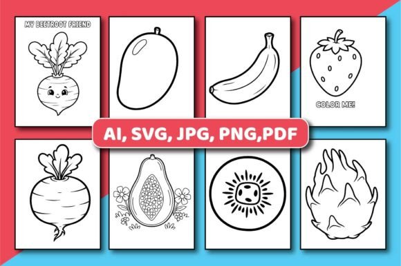 Simple Fruits Veggies for Toddler: Graphics & Coloring Pages Amp Review