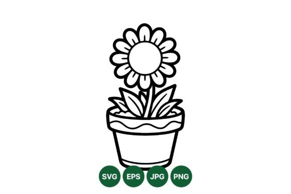 Simple Sunflower Pot Clipart