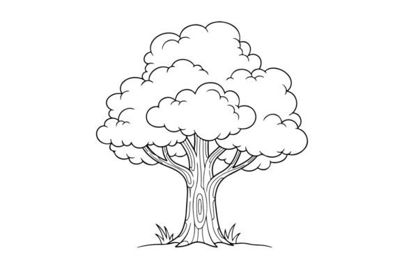 Stylized Tree Outline Graphics for Coloring Pages Amp Crafts