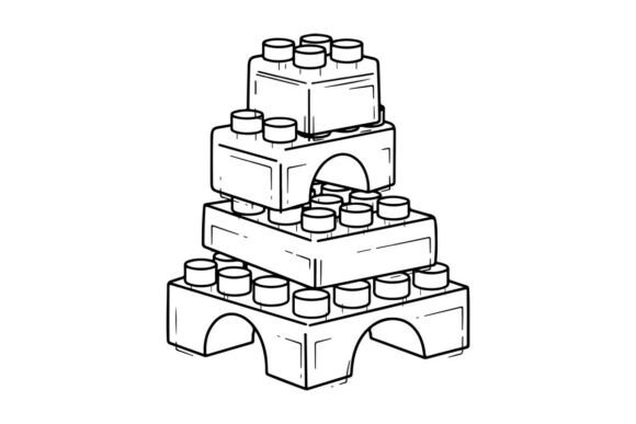 White Lego Blocks Stacked Castle: Graphics & Illustrations