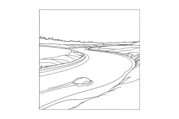 Winding River Landscape: Graphics & Coloring Pages Amp